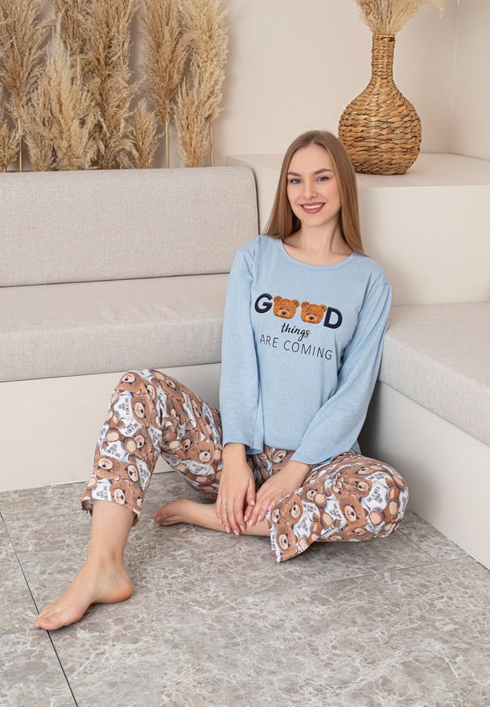 Pijama dama "GOOD ", Culoare bleu ,Engros